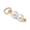 Natural Cultured Freshwater Pearl Round Beaded Charms PALLOY-JF04308-4