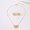 Brass Rhinestone Hollow Crescent Moon Pendant Necklace & Stud Earrings Sets with Synthetic Turquoise and Imitation Pearl LX5909-5