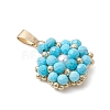 Dyed Natural Magnesite Faceted Round Cluster Flower Pendants PALLOY-MZ01197-05-3