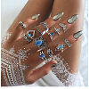 13Pcs Alloy with Synthetic Turquoise Finger Rings FS-WG21963-03-1