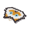 Handmade Glass Seed Beaded Cat Head Shape Pendants PALLOY-MZ00933-02-4