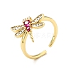 Cubic Zirconia Dragonfly Open Cuff Ring RJEW-E046-21G-3