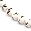 Handmade Flower Printed Porcelain Ceramic Beads Strands PORC-M006-8mm-02-1