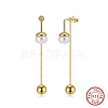 925 Sterling Silver Round Tassel Stud Earrings EJEW-D326-03G-2