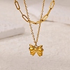 304 Stainless Steel Bowknot Pendant Necklaces NJEW-L182-001G-06-2