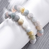 Natural Morganite Round Beaded Stretch Bracelets for Men Women BJEW-G743-01H-1