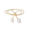 Round Natural Cultured Freshwater Pearl Finger Rings RJEW-JR00856-4