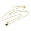 Brass Pave Cubic Zirconia Rectangle & Teardrop Pendant Cable Chain Necklaces KK-CBAB173-05G-08-4