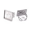 Tarnish Resistant 201 Stainless Steel Cuff Pad Ring Settings STAS-S080-041F-P-5