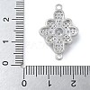 Rack Plating Brass Clear Cubic Zirconia Flower Connector Charms KK-A234-071P-3