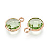 Golden Tone Brass Glass Charms GLAA-ZX008-24K-G-2