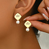 Elegant Brass Imitation Pearl Stud Earrings Women's Daily Jewelry DV0468-6-1