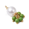5Pcs 5 Colors ABS Plastic Imitation Pearl Round & Dyed Synthetic Turquoise Tassel Pendants PALLOY-JF03515-3