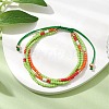 Adjustable Glass Seed Beaded Triple Layer Multi-strand Bracelet BJEW-MZ00048-05-4