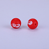 Christmas Printed Round with Snowman Pattern Silicone Focal Beads SI-JX0056A-216-1