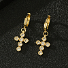 Brass Cross Hoop Earrings FE5671-3
