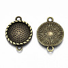 Tibetan Style Alloy Flat Round Cabochon Connector Settings TIBE-Q038-017A-AB-NR-1
