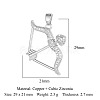 Brass Micro Pave Clear Cubic Zirconia Pendants KK-E068-VA070-3-2