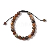 8mm Round Natural Polychrome Jasper/Picasso Stone/Picasso Jasper Braided Bead Bracelets BJEW-C067-01B-19-2