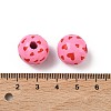 Valentine's Day Spray Painted & Printed Wood European Beads WOOD-L023-03L-3