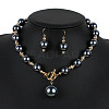 ABS Plastic Imitation Pearl Round Beaded Pendant Necklaces & Dangle Earrings Sets for Women WGD1C77-05-1