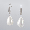 Teardrop Shell Pearl Bead Dangle Earrings EJEW-JE02882-1
