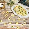 200Pcs 2-Hole Printed Wooden Buttons BUTT-SP0001-22-4