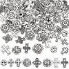 80Pcs 8 Styles Tibetan Style Zinc Alloy Beads TIBEB-FG0001-01-1