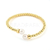 Rack Plating Brass Cuff Bangles with Plastic Pearl BJEW-L460-004-3