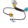 Colorful Lampwork Evil Eye & Glass & Alloy Braided Bead Bracelet for Women BJEW-JB09267-03-5