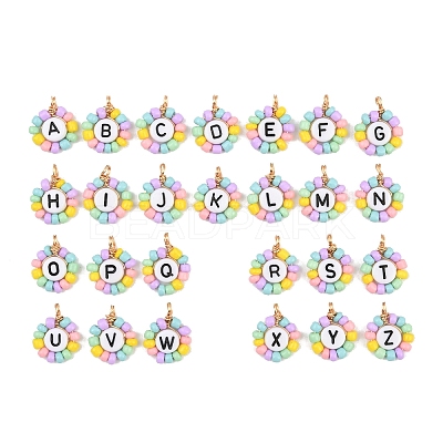 26Pcs Glass Seed & Acrylic Pendants PALLOY-JF04486-1