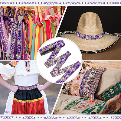 Ethnic Style Polyester Jacquard Ribbon OCOR-WH0078-478B-05-1