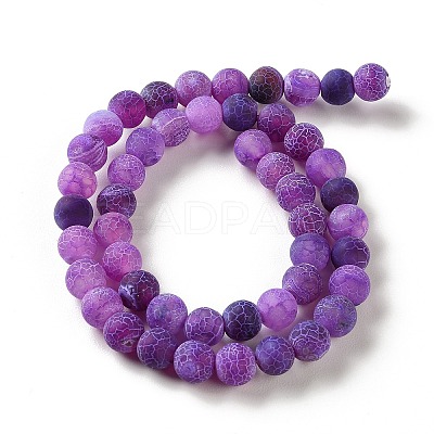 Frosted Natural Weathered Agate Beads Strands G-F374-8mm-01-1