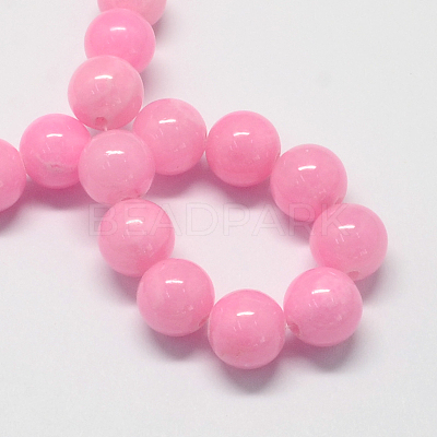 Natural Dyed Yellow Jade Gemstone Bead Strands X-G-R271-10mm-Y02-1