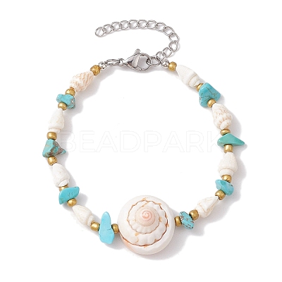 Summer Beach Natural Shiva Eye Shell Link Bracelets BJEW-JB10287-1