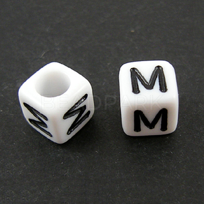 Letter Acrylic European Large Hole Beads Y-OPDL-R050-10mm-M-1