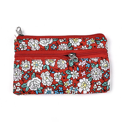 Flower Pattern Cotton Cloth Wallets AJEW-N003-07-1
