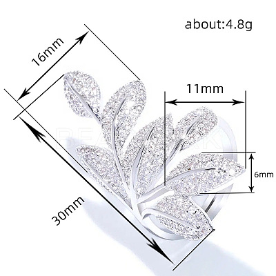 Brass Micro Pave Clear Cubic Zirconia Finger Rings FS-WG77E03-04-1