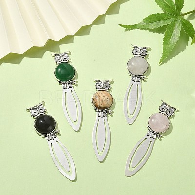 Owl Tibetan Style Alloy Bookmark Clips AJEW-JK00234-1
