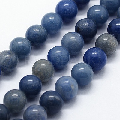 Dyed & Heated Natural Blue Aventurine Beads Strands X-G-I199-24-8mm-1