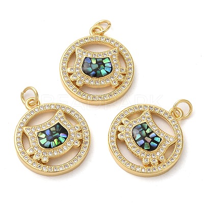 Rack Plating Brass Cubic Zirconia Pendants KK-K385-082G-01-1