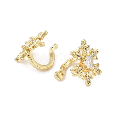 Rack Plating Brass Micro Pave Cubic Zirconia Clip-on Ring EJEW-C081-05G-1
