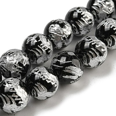 Natural Black Onyx Beads Strands G-C077-12mm-3B-1