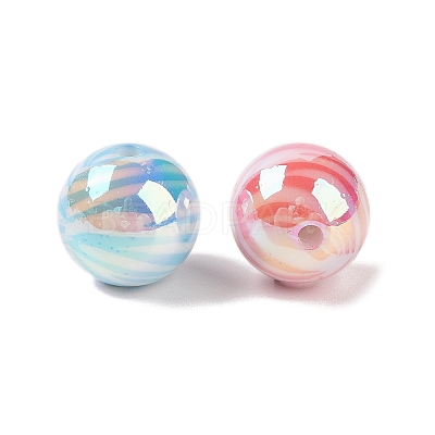 10Pcs UV Plating Colours Acrylic Beads OACR-S146-01K-1