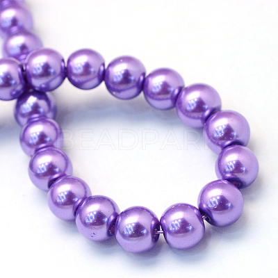Baking Paint Pearlized Glass Pearl Round Bead Strands HY-Q003-6mm-27-1