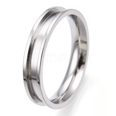 201 Stainless Steel Grooved Finger Ring Settings RJEW-TAC0017-4mm-01A-1