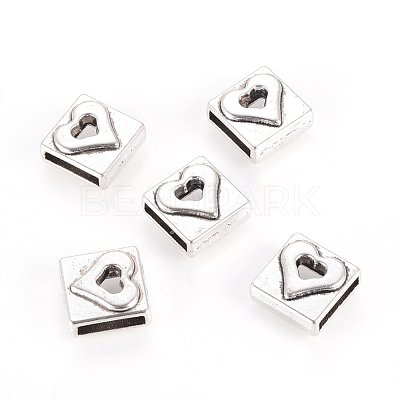 Square Tibetan Style Slide Charms Fit Pet Dog Cat Tag Collar Wristband X-TIBE-A124702-AS-FF-1