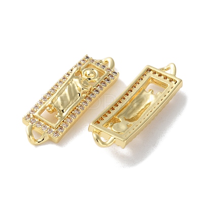 Rack Plating Brass Clear Cubic Zirconia Saint Connector Charms KK-C084-36B-G-1