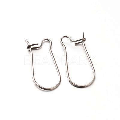 Tarnish Resistant 304 Stainless Steel Hoop Earrings Findings Kidney Ear Wires STAS-E088-20-1