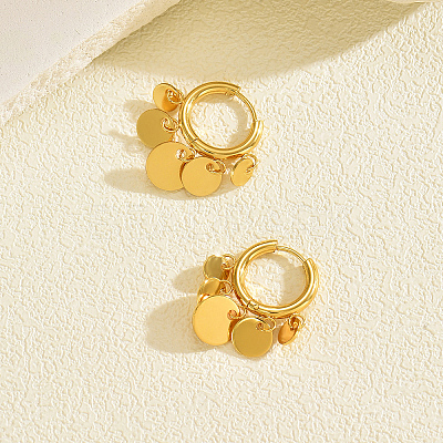 Stainless Steel Flat Round Chandelier Earrings JB5555-1